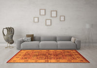 Machine Washable Oriental Orange Industrial Rug, wshurb636org