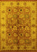 Machine Washable Oriental Yellow Industrial Rug, wshurb636yw