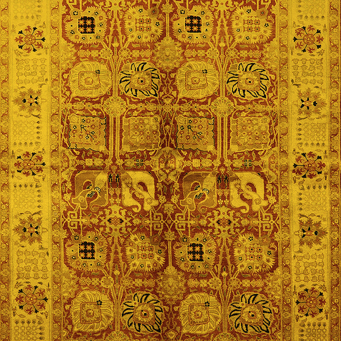 Machine Washable Oriental Yellow Industrial Rug, wshurb636yw