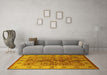 Machine Washable Oriental Yellow Industrial Rug in a Living Room, wshurb636yw