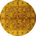 Round Oriental Yellow Industrial Rug, urb636yw