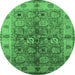 Round Oriental Emerald Green Industrial Rug, urb636emgrn