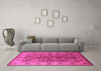 Machine Washable Oriental Pink Industrial Rug, wshurb636pnk