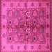 Square Machine Washable Oriental Pink Industrial Rug, wshurb636pnk