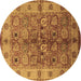 Round Oriental Brown Industrial Rug, urb636brn