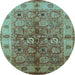 Round Oriental Light Blue Industrial Rug, urb636lblu