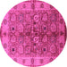 Round Oriental Pink Industrial Rug, urb636pnk