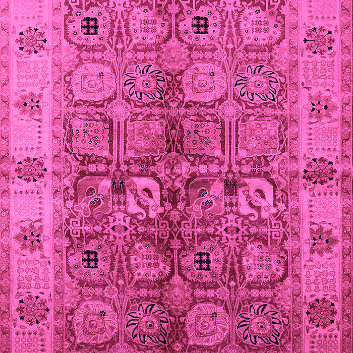 Machine Washable Oriental Pink Industrial Rug, wshurb636pnk