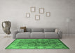 Machine Washable Oriental Emerald Green Industrial Area Rugs in a Living Room,, wshurb636emgrn