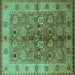 Square Oriental Turquoise Industrial Rug, urb636turq