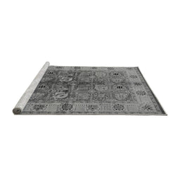 Sideview of Machine Washable Oriental Gray Industrial Rug, wshurb636gry