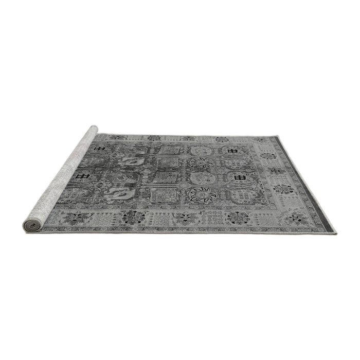 Sideview of Machine Washable Oriental Gray Industrial Rug, wshurb636gry
