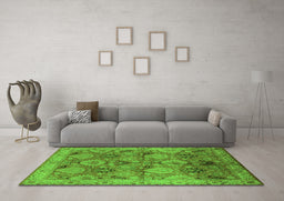 Machine Washable Oriental Green Industrial Area Rugs in a Living Room,, wshurb637grn