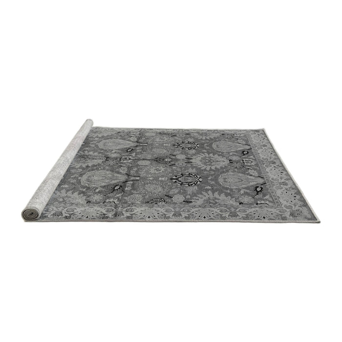 Sideview of Machine Washable Oriental Gray Industrial Rug, wshurb637gry