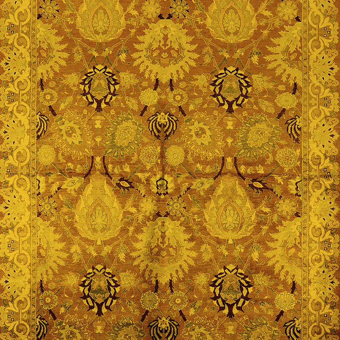 Machine Washable Oriental Yellow Industrial Rug, wshurb637yw