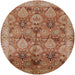 Round Mid-Century Modern Mahogany Brown Oriental Rug, urb637