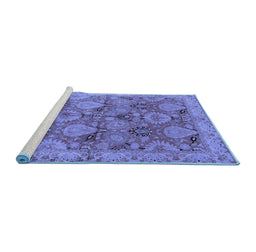 Sideview of Machine Washable Oriental Blue Industrial Rug, wshurb637blu