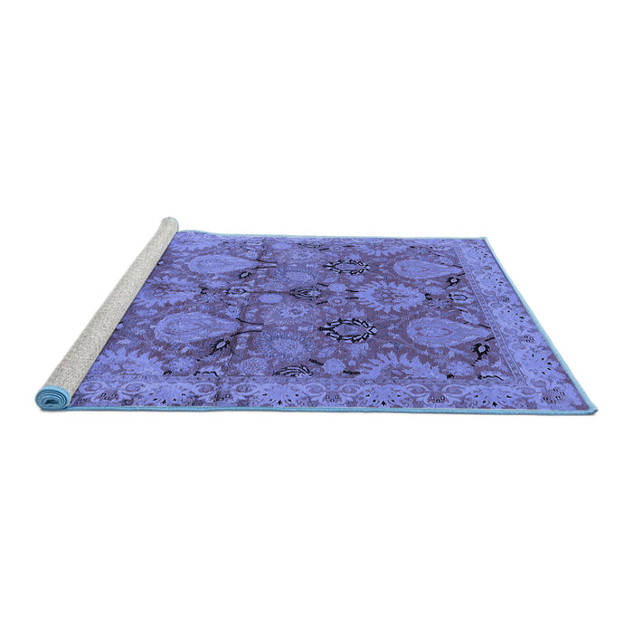 Sideview of Machine Washable Oriental Blue Industrial Rug, wshurb637blu