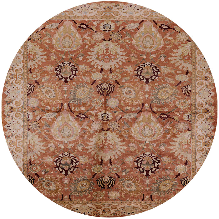 Round Machine Washable Industrial Modern Mahogany Brown Rug, wshurb637