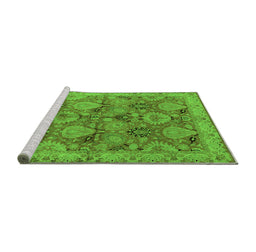 Sideview of Machine Washable Oriental Green Industrial Area Rugs, wshurb637grn