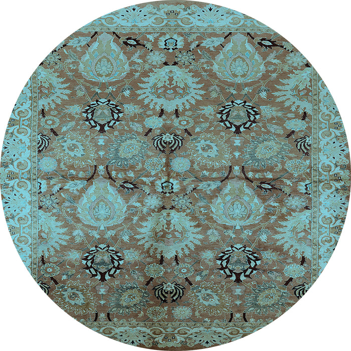 Round Oriental Light Blue Industrial Rug, urb637lblu