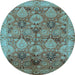 Round Oriental Light Blue Industrial Rug, urb637lblu