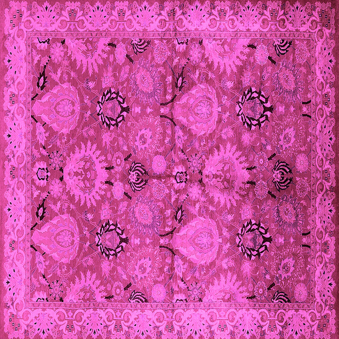 Square Machine Washable Oriental Pink Industrial Rug, wshurb637pnk