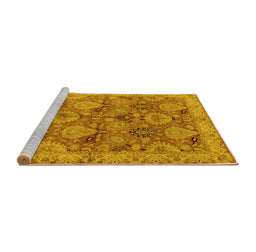 Sideview of Machine Washable Oriental Yellow Industrial Rug, wshurb637yw