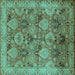 Square Oriental Turquoise Industrial Rug, urb637turq