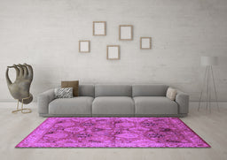 Machine Washable Oriental Purple Industrial Area Rugs in a Living Room, wshurb637pur
