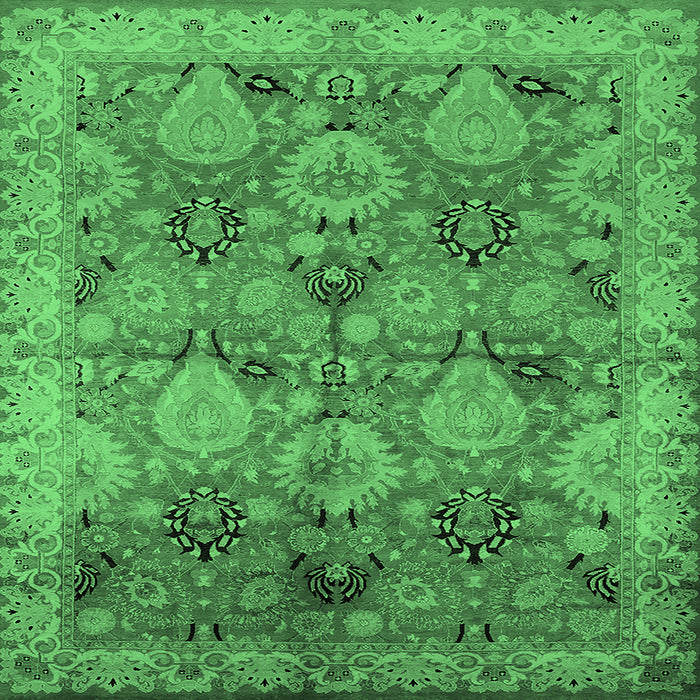 Square Oriental Emerald Green Industrial Rug, urb637emgrn