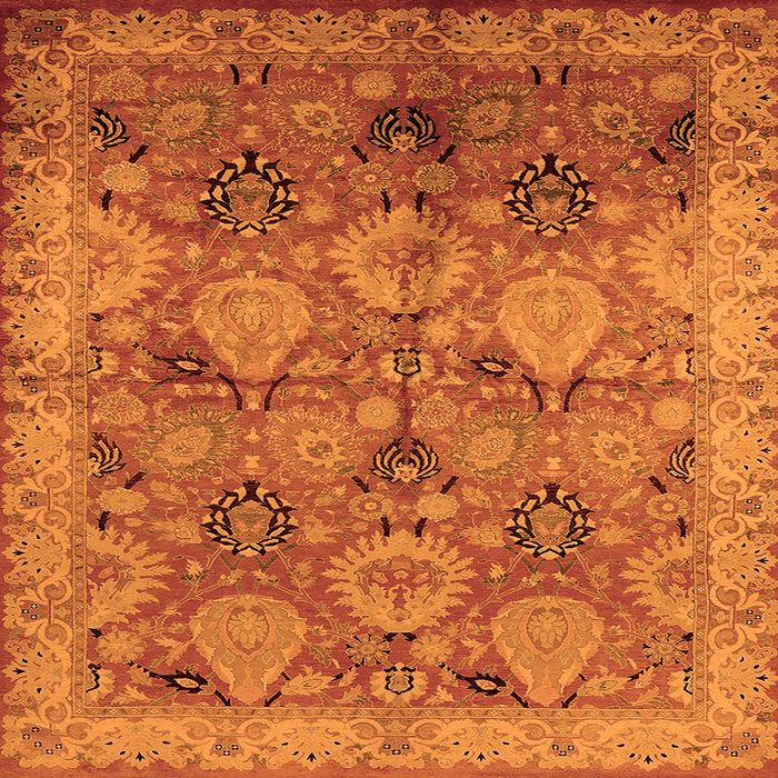 Square Oriental Orange Industrial Rug, urb637org