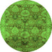 Round Oriental Green Industrial Rug, urb637grn