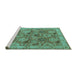 Sideview of Machine Washable Oriental Turquoise Industrial Area Rugs, wshurb637turq