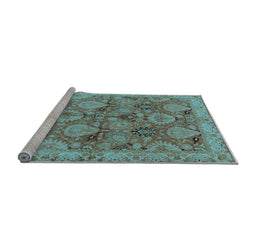 Sideview of Machine Washable Oriental Light Blue Industrial Rug, wshurb637lblu