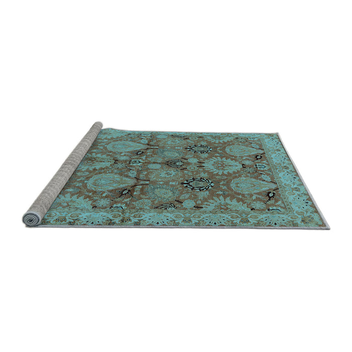 Sideview of Machine Washable Oriental Light Blue Industrial Rug, wshurb637lblu