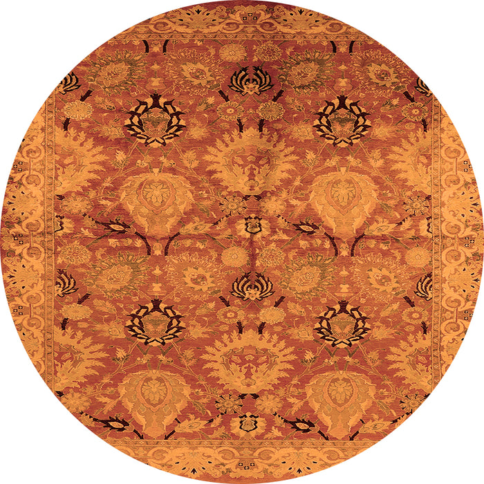 Round Oriental Orange Industrial Rug, urb637org