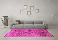 Machine Washable Oriental Pink Industrial Rug, wshurb637pnk