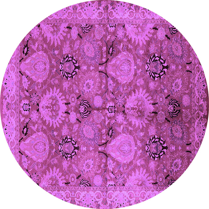 Round Machine Washable Oriental Purple Industrial Area Rugs, wshurb637pur