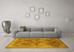 Machine Washable Oriental Yellow Industrial Rug in a Living Room, wshurb637yw
