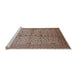 Sideview of Machine Washable Industrial Modern Sienna Brown Rug, wshurb638