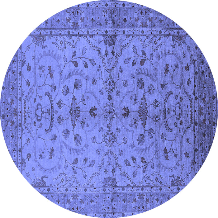 Round Oriental Blue Industrial Rug, urb638blu