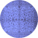 Round Oriental Blue Industrial Rug, urb638blu