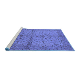 Sideview of Machine Washable Oriental Blue Industrial Rug, wshurb638blu
