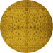 Round Oriental Yellow Industrial Rug, urb638yw