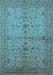 Machine Washable Oriental Light Blue Industrial Rug, wshurb638lblu