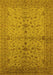 Machine Washable Oriental Yellow Industrial Rug, wshurb638yw