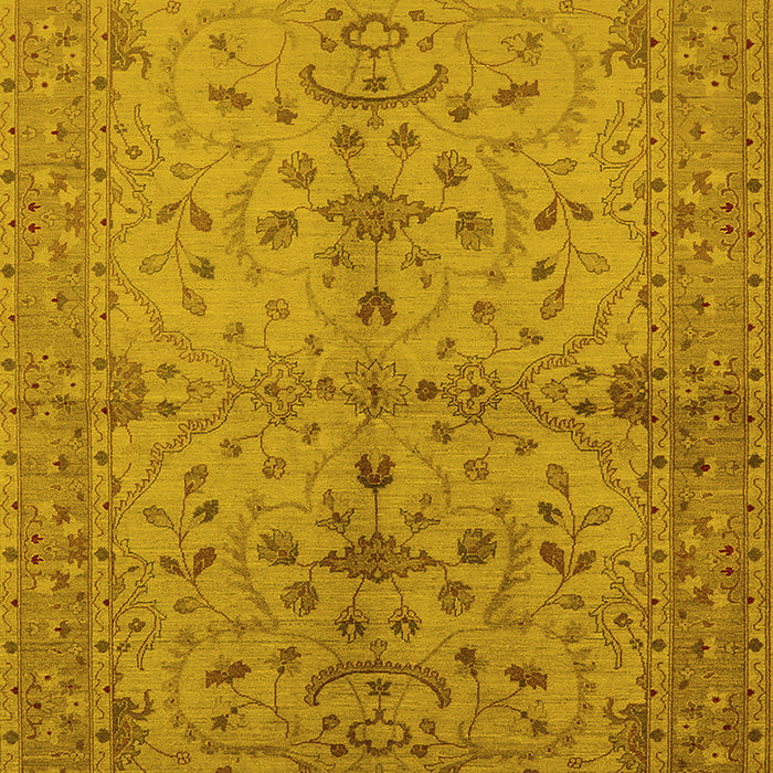 Machine Washable Oriental Yellow Industrial Rug, wshurb638yw