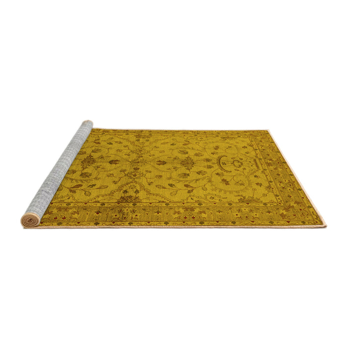Sideview of Machine Washable Oriental Yellow Industrial Rug, wshurb638yw
