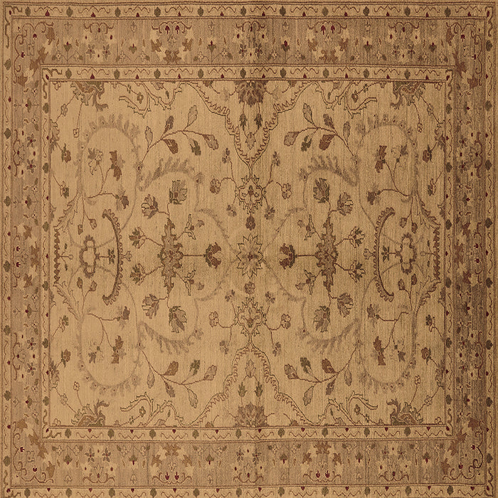 Square Machine Washable Oriental Brown Industrial Rug, wshurb638brn
